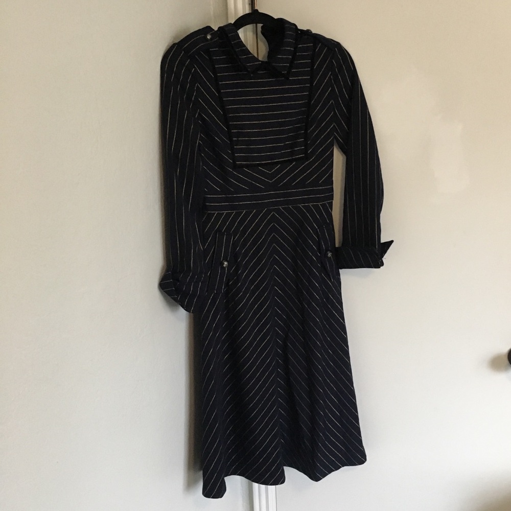 SAILOR PINSTRIPE VINTAGE CUFFED DRESS
